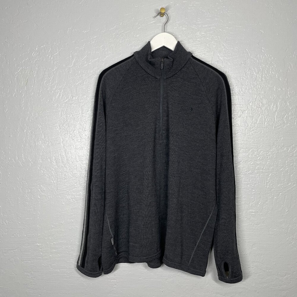 Icebreaker Men XL Dark Gray 320 1/4 Zip Sweater Merino Wool